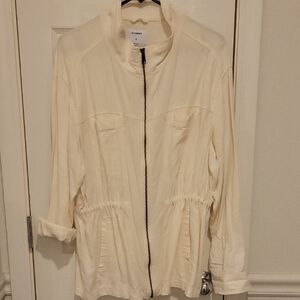 Old Navy Cream Utility Jacket with Relaxed Fit and Standing Collar
